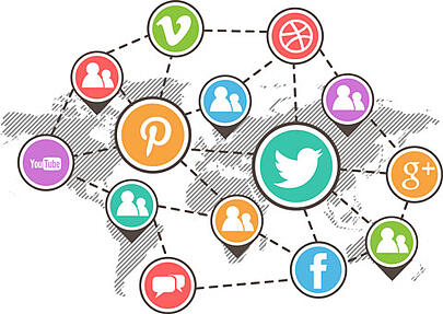 graphic depicting a global socail media network