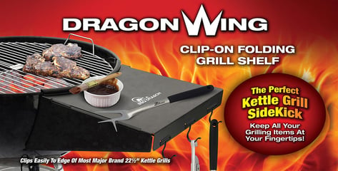Package with a bbq grill and flames in the background