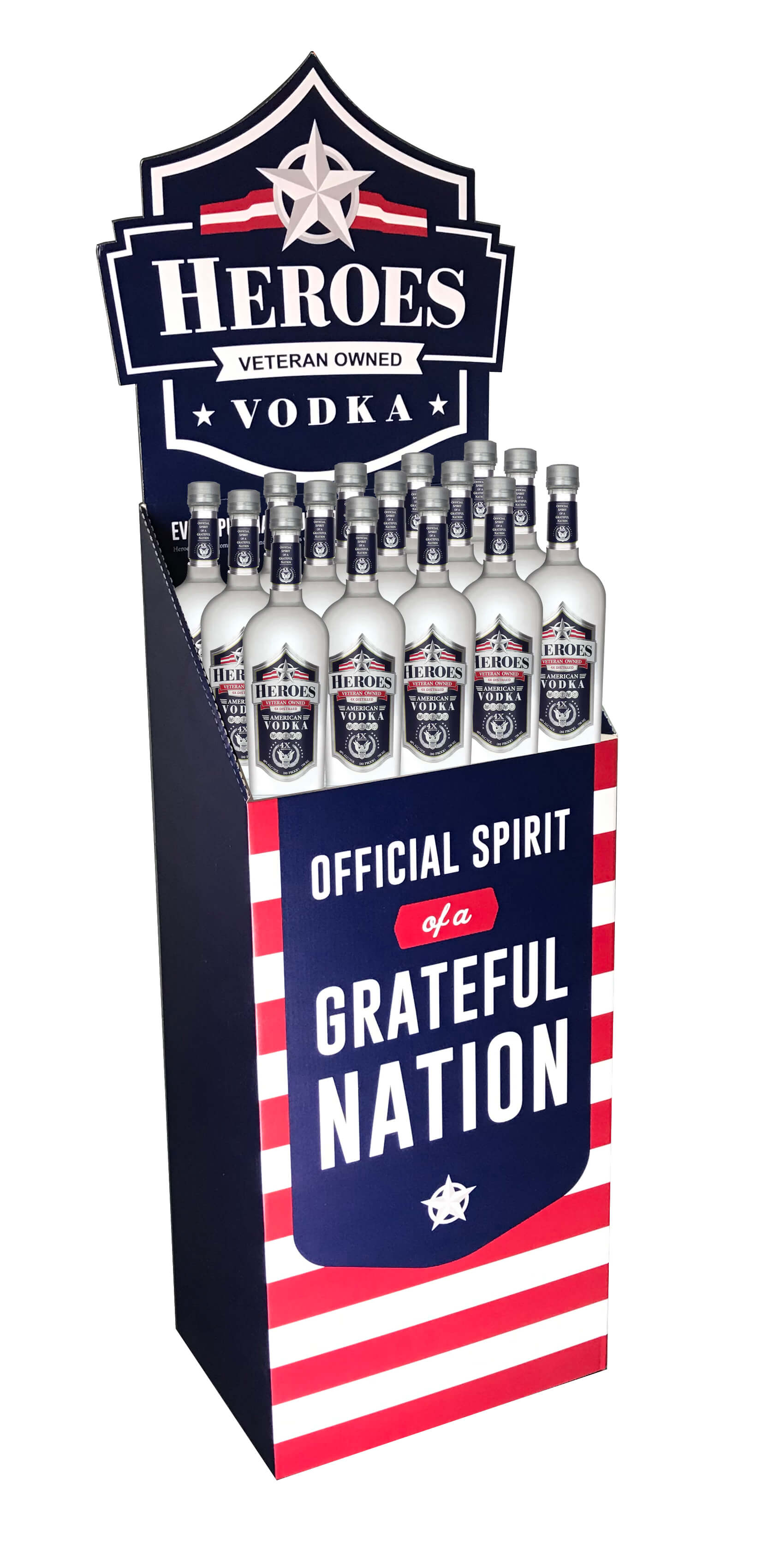 Hereos-Vodka-Case-Stacker-Display with product