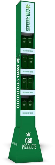 Narrow floor display for CBD products