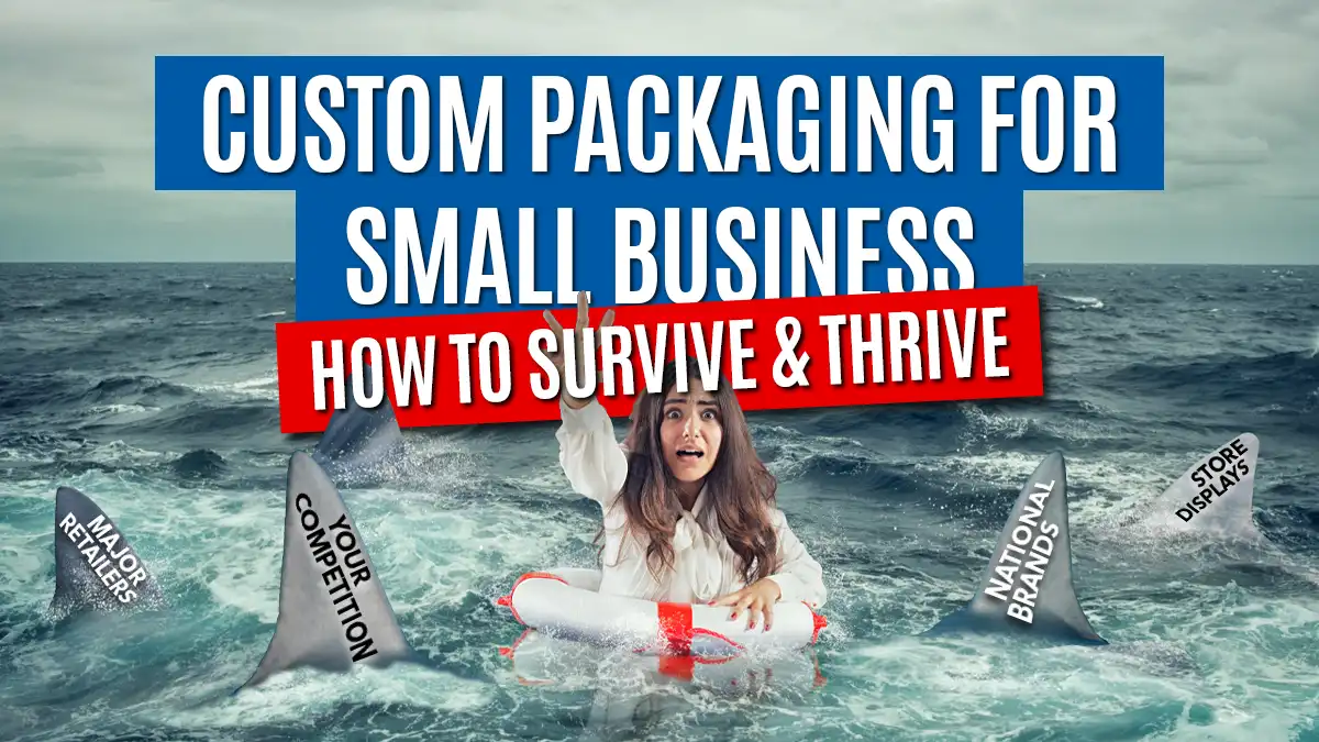 Feature image for article - small business owner in a life preserver surrounded by sharks